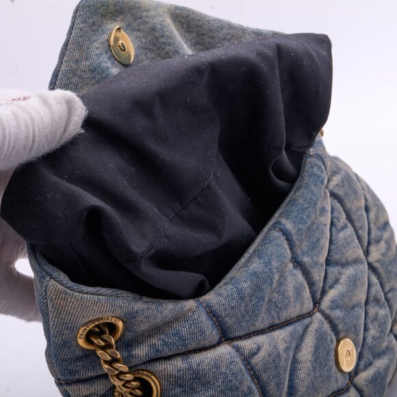 Saint Laurent Medium Puffer Monogramme Denim Chain Bag Denim - Picture 13 of 16